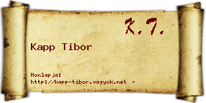 Kapp Tibor névjegykártya